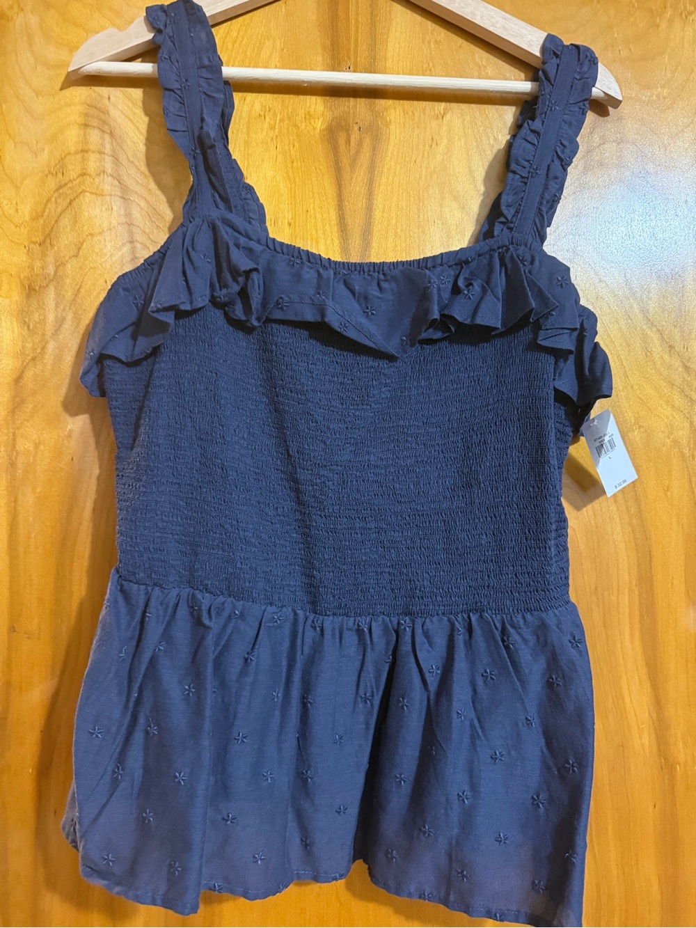 Old Navy Navy Smocked Ruffle Strap Peplum Camisole
